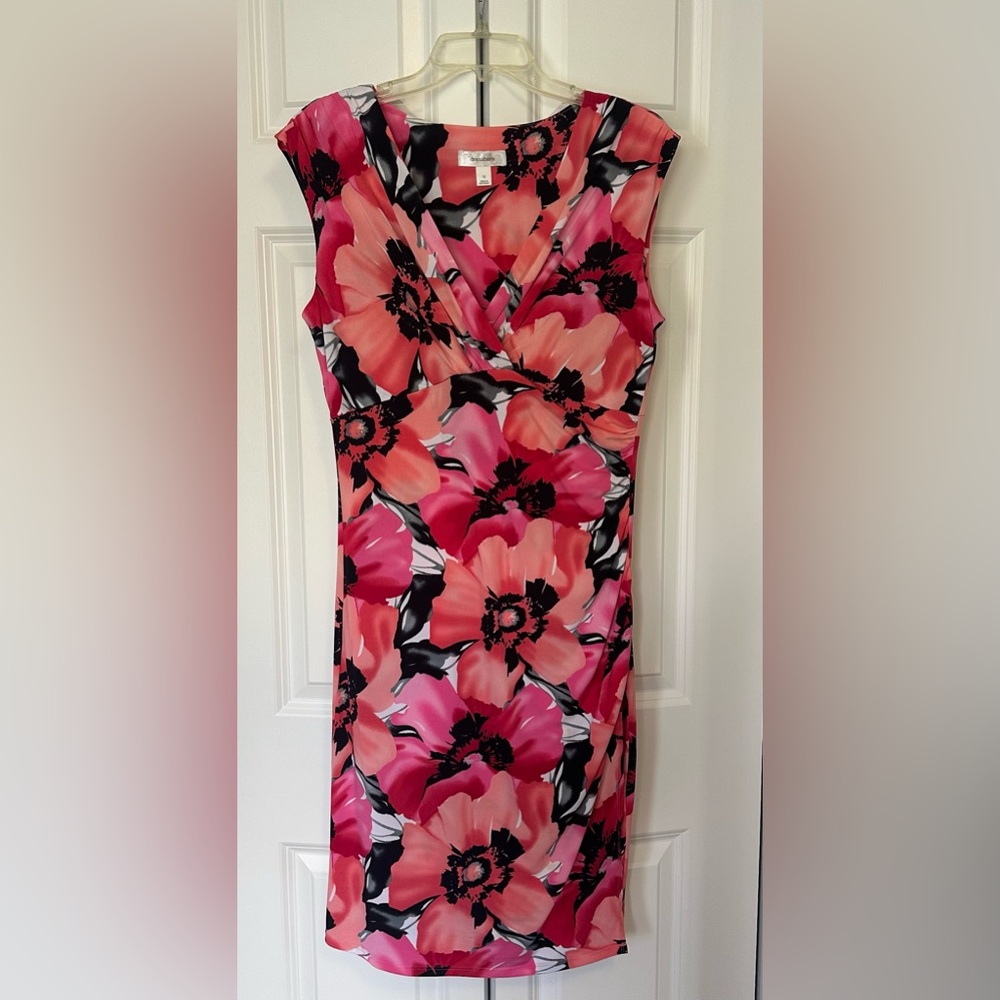 Dressbarn Floral Pink Midi Dress - Size 12